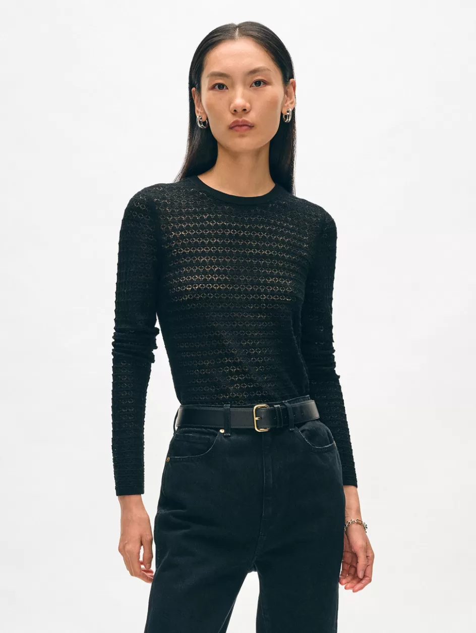White + Warren Tops-superfine merino lace stitch top