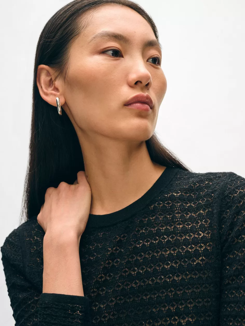 White + Warren Tops-superfine merino lace stitch top